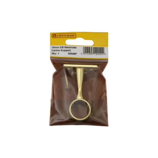 19mm (3/4") Wardrobe Centre Supports - Brass - Pack Qty 1 - Pack of 5
