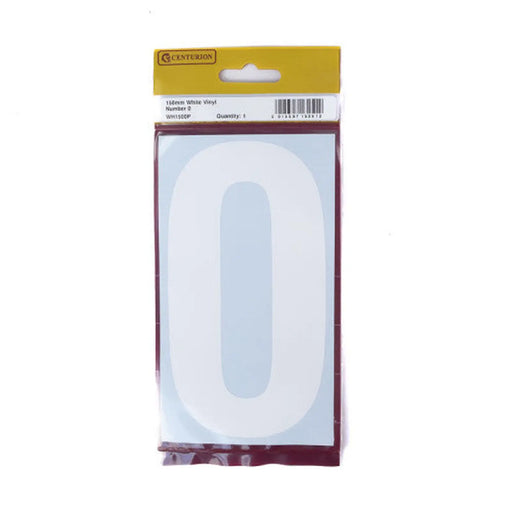 150mm White Self Adhesive Vinyl Number 0 - Pack of 5
