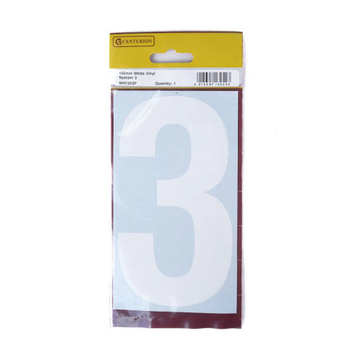150mm White Self Adhesive Vinyl Number 3 - Pack of 5