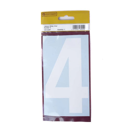 150mm White Self Adhesive Vinyl Number 4 - Pack of 5