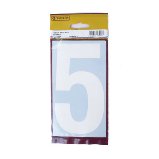 150mm White Self Adhesive Vinyl Number 5 - Pack of 5