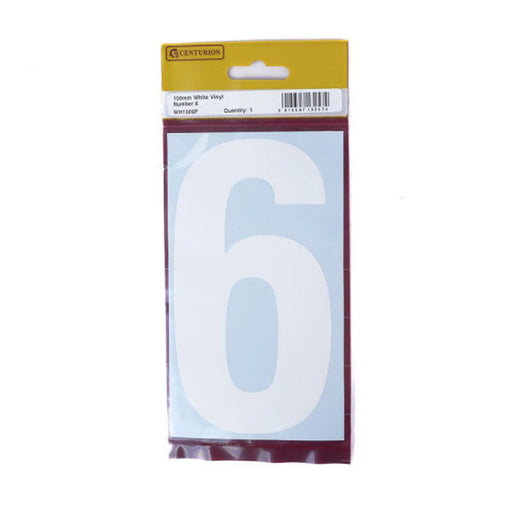 150mm White Self Adhesive Vinyl Number 6 - Pack of 5