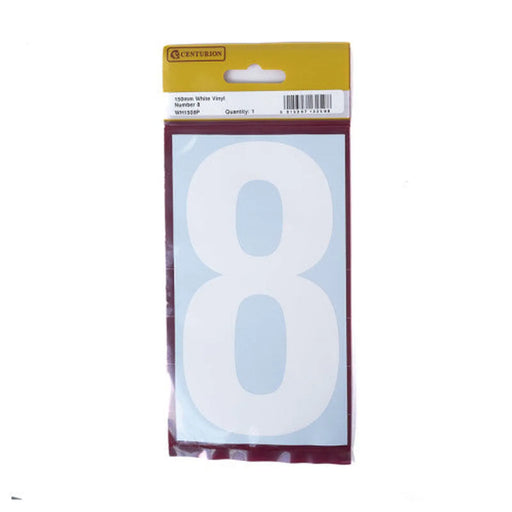 150mm White Self Adhesive Vinyl Number 8 - Pack of 5