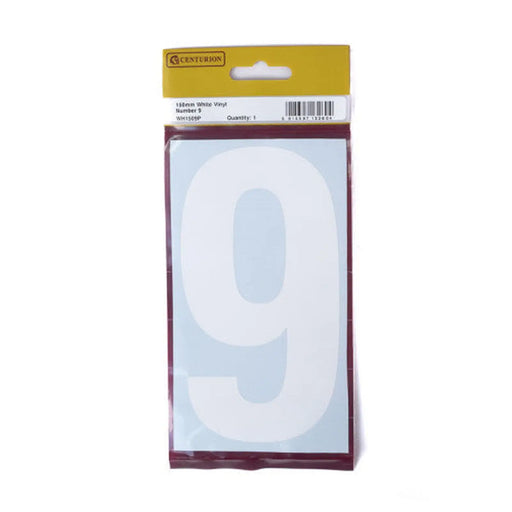 150mm White Self Adhesive Vinyl Number 9 - Pack of 5