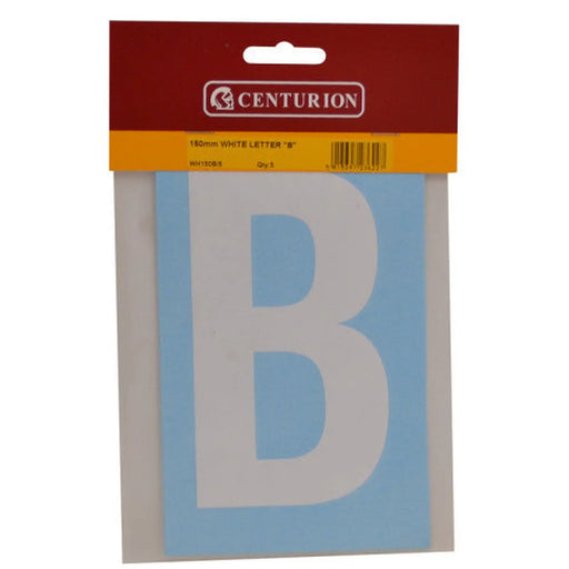150mm White Self Adhesive Vinyl Letter B - Pack of 5
