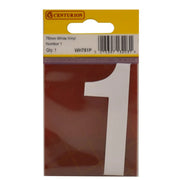 75mm White Helvetica Bold Condensed Style Vinyl Number 1 - Pack of 10