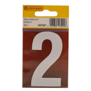 75mm White Helvetica Bold Condensed Style Vinyl Number 2 - Pack of 10