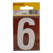 75mm White Helvetica Bold Condensed Style Vinyl Number 6 - Pack of 10