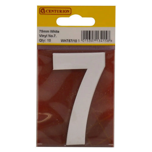 75mm White Helvetica Bold Condensed Style Vinyl Number 7   (Pack of 10) - Min Order 2