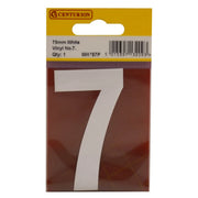 75mm White Helvetica Bold Condensed Style Vinyl Number 7 - Pack of 10