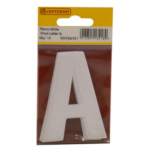 75mm White Helvetica Bold Condensed Style Vinyl Letter A   (Pack of 10) - Min Order 2