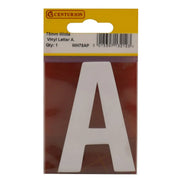 75mm White Helvetica Bold Condensed Style Vinyl Letter A - Pack of 10