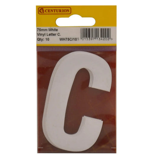 75mm White Helvetica Bold Condensed Style Vinyl Letter C   (Pack of 10) - Min Order 2