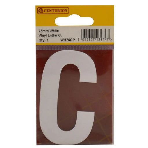 75mm White Helvetica Bold Condensed Style Vinyl Letter C - Pack of 10