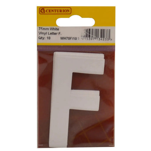 75mm White Helvetica Bold Condensed Style Vinyl Letter F   (Pack of 10) - Min Order 2
