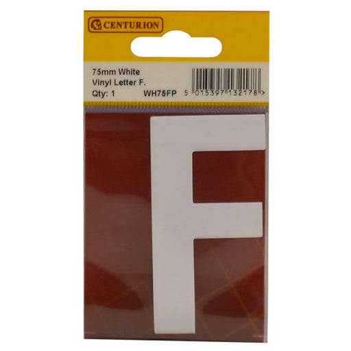 75mm White Helvetica Bold Condensed Style Vinyl Letter F - Pack of 10