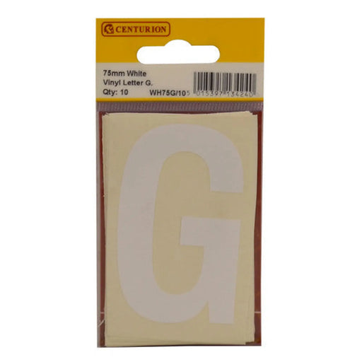 75mm White Helvetica Bold Condensed Style Vinyl Letter G   (Pack of 10) - Min Order 2