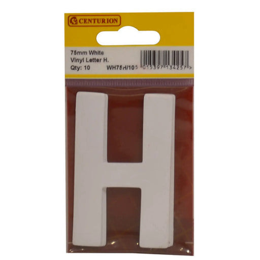 75mm White Helvetica Bold Condensed Style Vinyl Letter H   (Pack of 10) - Min Order 2