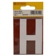 75mm White Helvetica Bold Condensed Style Vinyl Letter H - Pack of 10