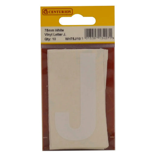 75mm White Helvetica Bold Condensed Style Vinyl Letter J   (Pack of 10) - Min Order 2