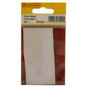 75mm White Helvetica Bold Condensed Style Vinyl Letter J - Pack of 10