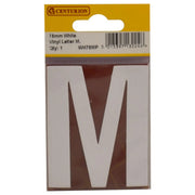 75mm White Helvetica Bold Condensed Style Vinyl Letter M - Pack of 10