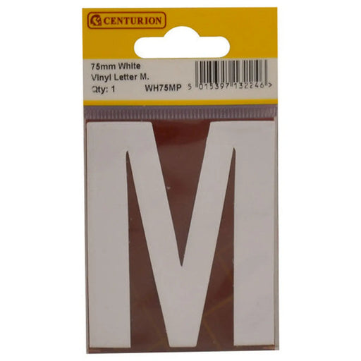 75mm White Helvetica Bold Condensed Style Vinyl Letter M - Pack of 10