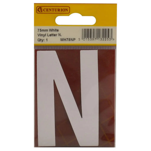 75mm White Helvetica Bold Condensed Style Vinyl Letter N - Pack of 10