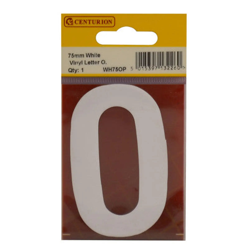 75mm White Helvetica Bold Condensed Style Vinyl Letter O - Pack of 10