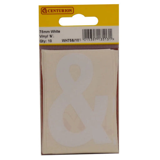 75mm White Helvetica Bold Condensed Style Vinyl Letter & - Pack of 10