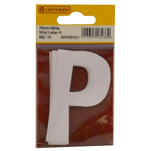 75mm White Helvetica Bold Condensed Style Vinyl Letter P   (Pack of 10) - Min Order 2