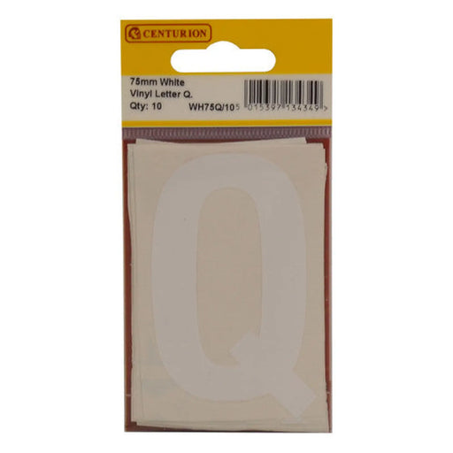 75mm White Helvetica Bold Condensed Style Vinyl Letter Q   (Pack of 10) - Min Order 2