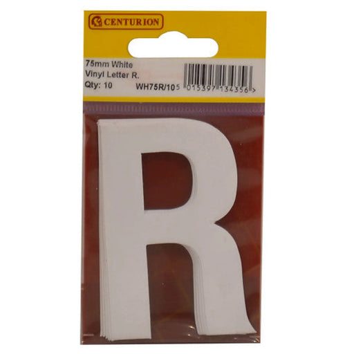 75mm White Helvetica Bold Condensed Style Vinyl Letter R   (Pack of 10) - Min Order 2