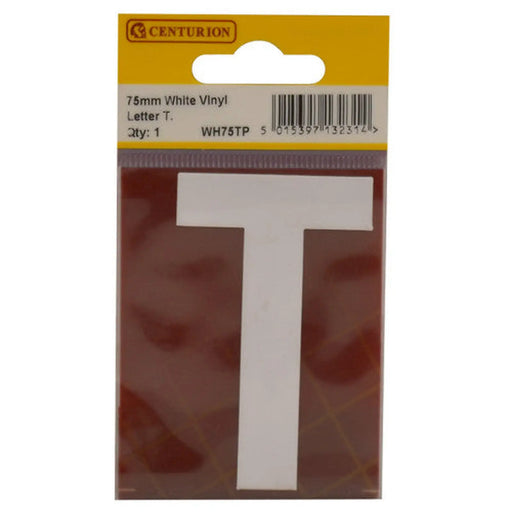 75mm White Helvetica Bold Condensed Style Vinyl Letter T - Pack of 10