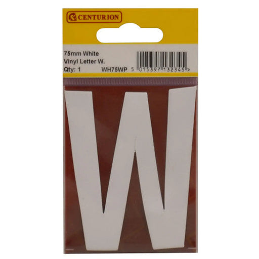 75mm White Helvetica Bold Condensed Style Vinyl Letter W - Pack of 10