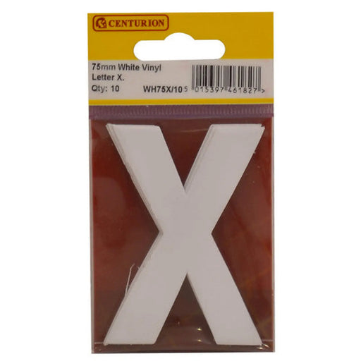 75mm White Helvetica Bold Condensed Style Vinyl Letter X   (Pack of 10) - Min Order 2