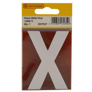 75mm White Helvetica Bold Condensed Style Vinyl Letter X - Pack of 10