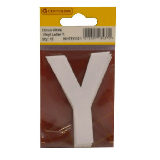 75mm White Helvetica Bold Condensed Style Vinyl Letter Y   (Pack of 10) - Min Order 2