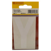 75mm White Helvetica Bold Condensed Style Vinyl Letter Y - Pack of 10