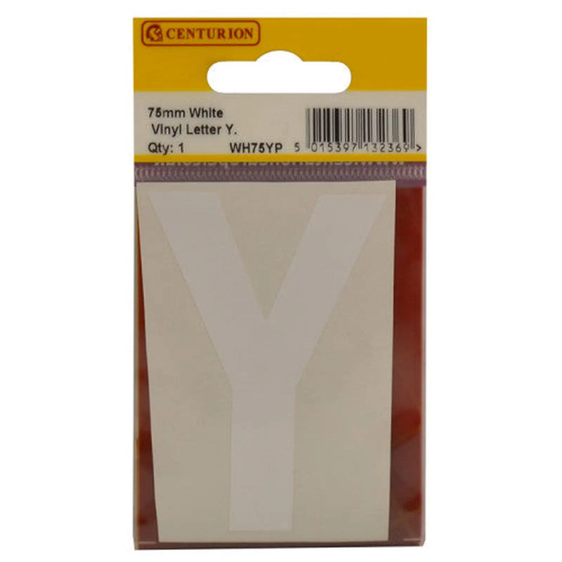 75mm White Helvetica Bold Condensed Style Vinyl Letter Y - Pack of 10