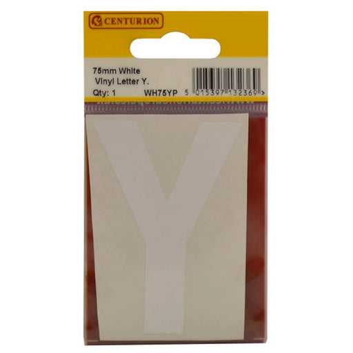 75mm White Helvetica Bold Condensed Style Vinyl Letter Y - Pack of 10