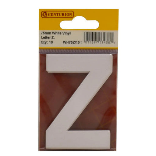 75mm White Helvetica Bold Condensed Style Vinyl Letter Z   (Pack of 10) - Min Order 2