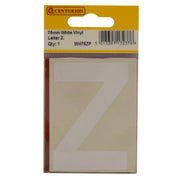 75mm White Helvetica Bold Condensed Style Vinyl Letter Z - Pack of 10