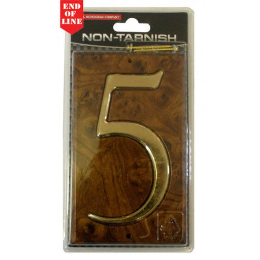 Walnut/Gold Numbered Plaque 5 - Min Order 4