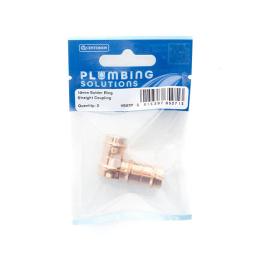 10mm Solder Ring Copper Straight Coupling - Pack of 5