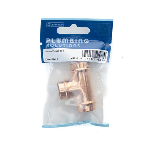 15mm Solder Ring Copper Equal Tee - Pack of 5