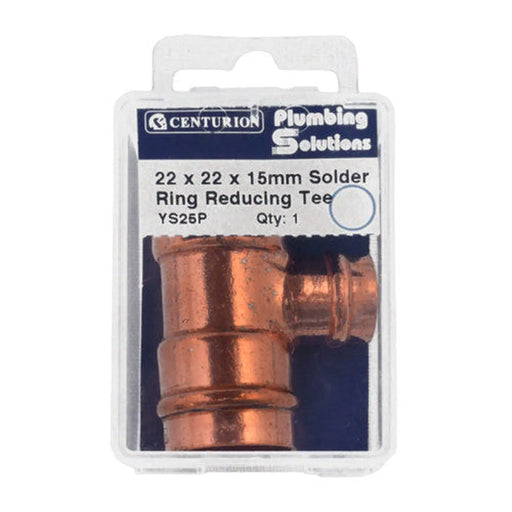 22 x 22 x 15mm Solder Ring Copper Reducing Tee - Pack of 5