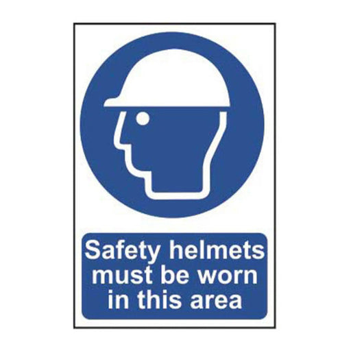 Safety helmets must be worn in this area - Self Adhesive PP (200 x 300mm) - Min Order 2