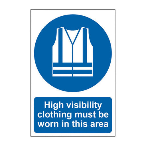 High visibility clothing must be worn in this area - Self Adhesive PP (200 x 300mm) - Min Order 2
