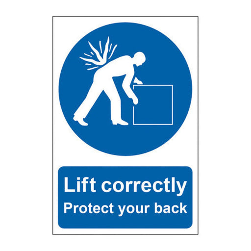 Lift correctly - Protect your back - Self Adhesive PP (200 x 300mm) - Min Order 2
